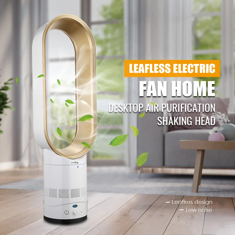 

Newest Leafless Electric Fan Home Desktop Air Purification Shaking Head Bladeless Fan Remote Control Strong Power Low Noise