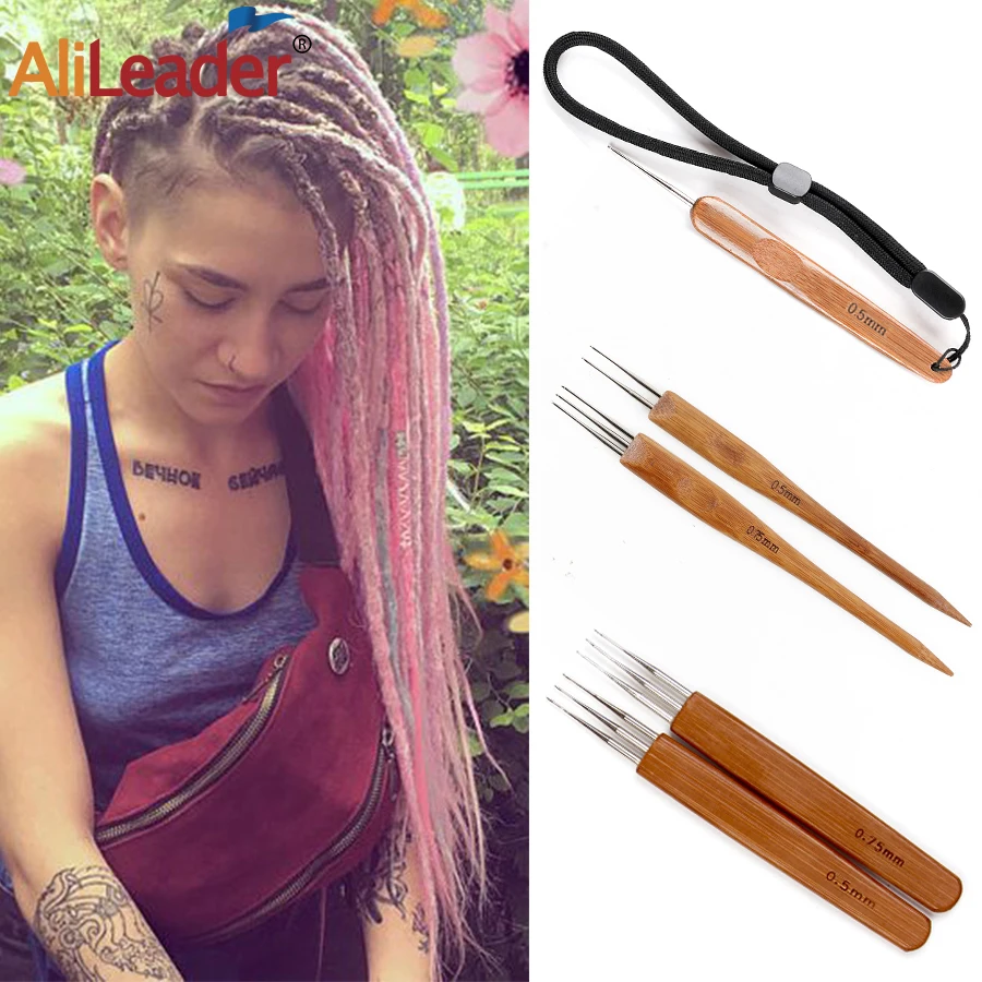 Triple Crochet Needles Bamboo Handle Micro Hook For Dreadlock Hair Making  Tools