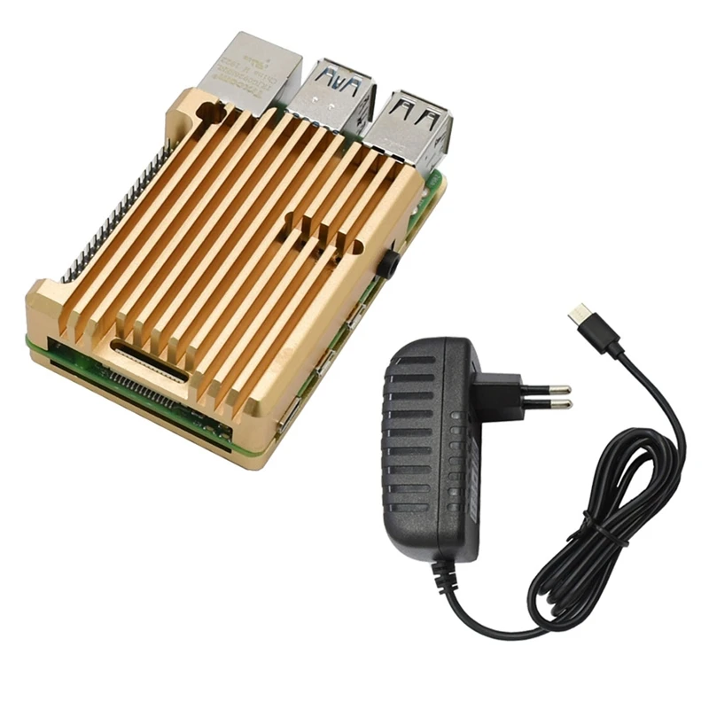 Для Raspberry Pi 4B 4G ram DIY Kit Поддержка 2,4/5,0 GHz wifi Bluetooth 5,0 с алюминиевым ЧПУ сплав защитный Золотой чехол 5V 3A P