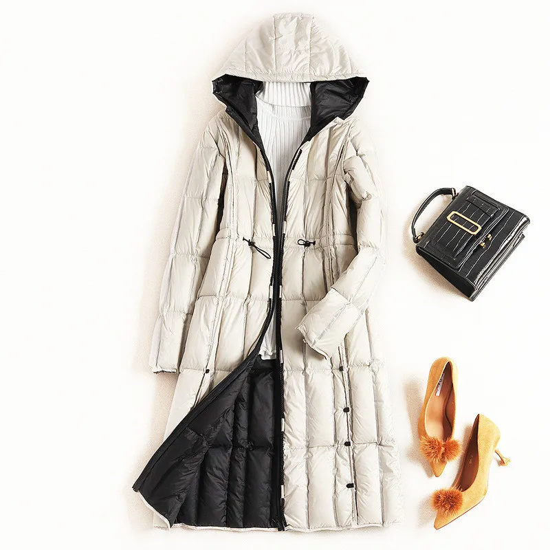 EFATZP, новинка, зимняя женская белая куртка-пуховик на утином пуху, теплые парки с капюшоном, свободная верхняя одежда размера плюс 2XL
