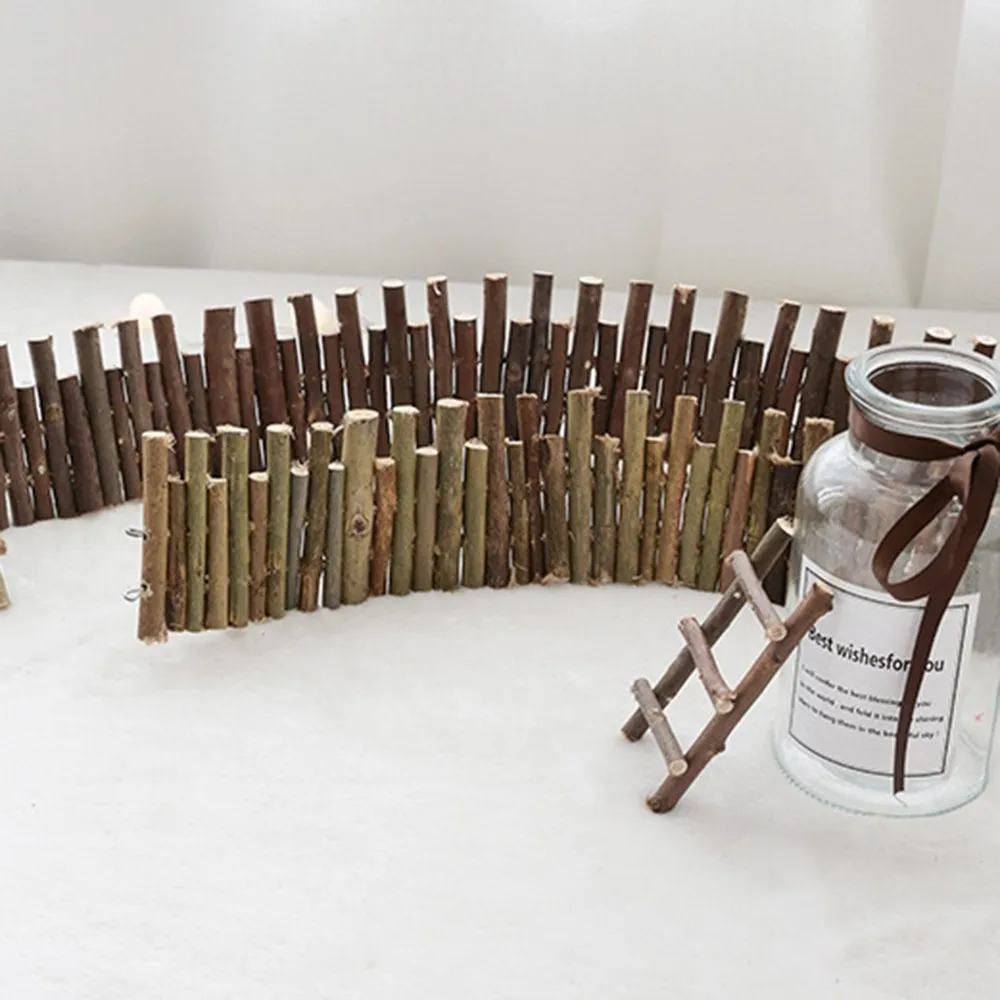 

1 Set Mini Fence And Ladder Small Micro Wooden Fence Landscape Fence Decoration For Mini House Christmas Bonsai Ornament