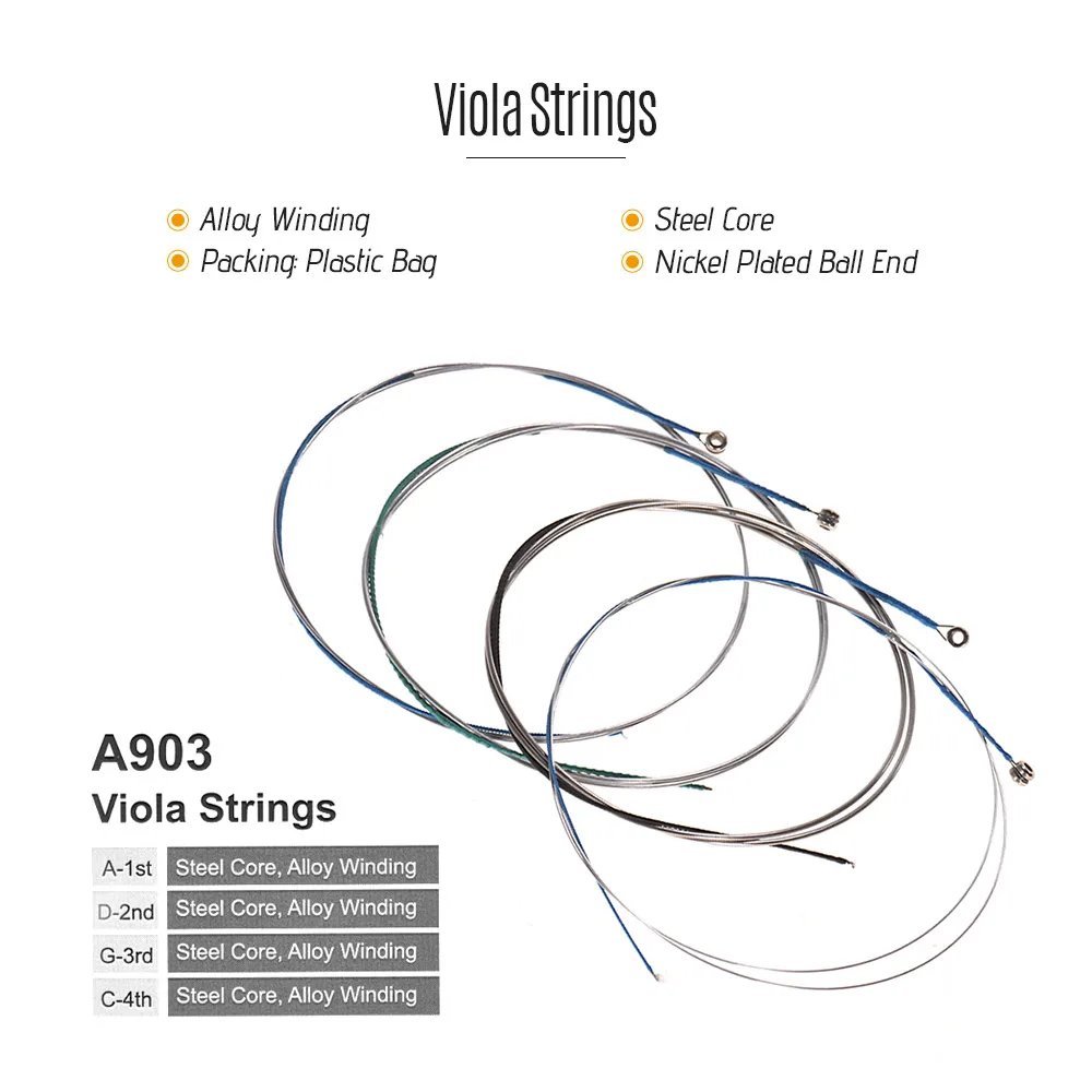Alice A903 4 шт./компл. веревочки Viola Универсальный полный набор (A D G C) стальной