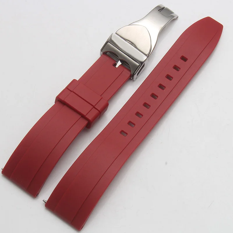 red silver Shengmeirui силиконовый резиновый ремешок Браслеты для black bay tudor мужские дайвинг часы ремень 20 мм 22 мм аксессуары - Цвет ремешка: red silver