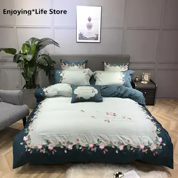 

Cotton Bedding Set Duvet Cover Pillowcase Bed Skirt 1.8m 2m Autumn and winter Embroidery