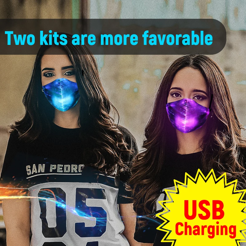 

Flashing Mask Colors LED Mask Halloween Mask Light Up Mask Party Mask Luminous Mask Music Mask USB Charging for Men Women