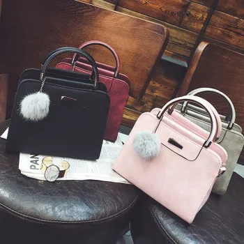 

2019 New Fashion PU Leather Handbag for Women Girl Messenger Bags with Ball Toy Bolsa Female Shoulder Bags Ladies Party Handbags