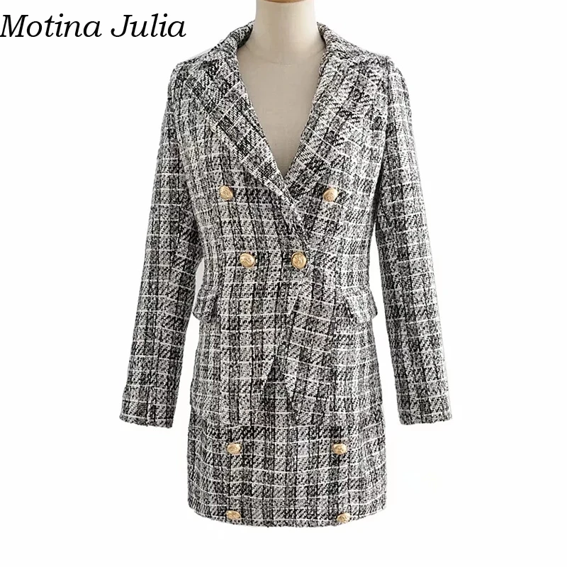 Motina Julia элегантный крутой Повседневный твидовый Блейзер женские осенне зимние