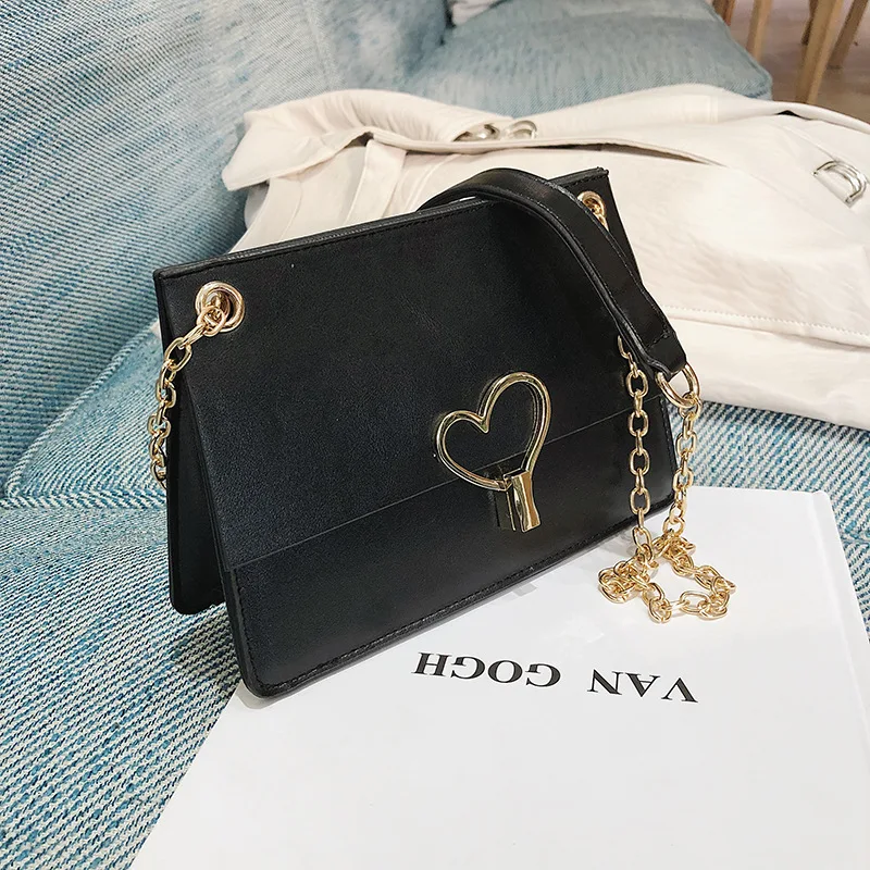 

2019 New Style Goddess Stereo Generous Bag Contrast Color Heart Decoration Shoulder WOMEN'S Bag