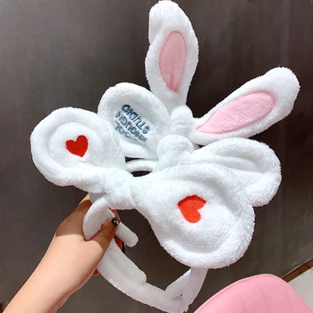 

New Women Winter Bow Rabbit Ears Non slip Soft Plush Headbands Girls Sweet Hair Band Headwear Hairbands Fashion Hair Accessories