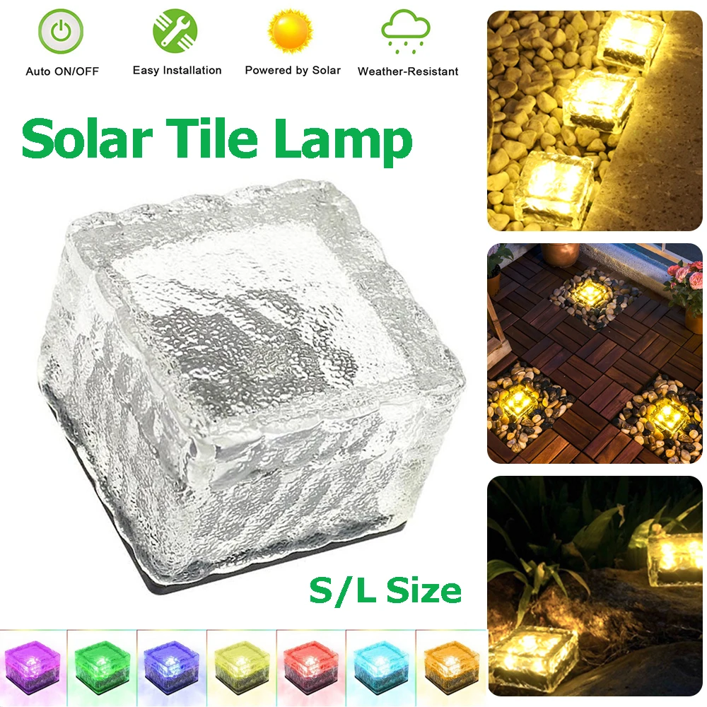 

Led Solar Power Outdoor Glass Brick Lamp Pathlight Buried Brick Light Led Ice Cube Waterproof Garden Light For Courtyard