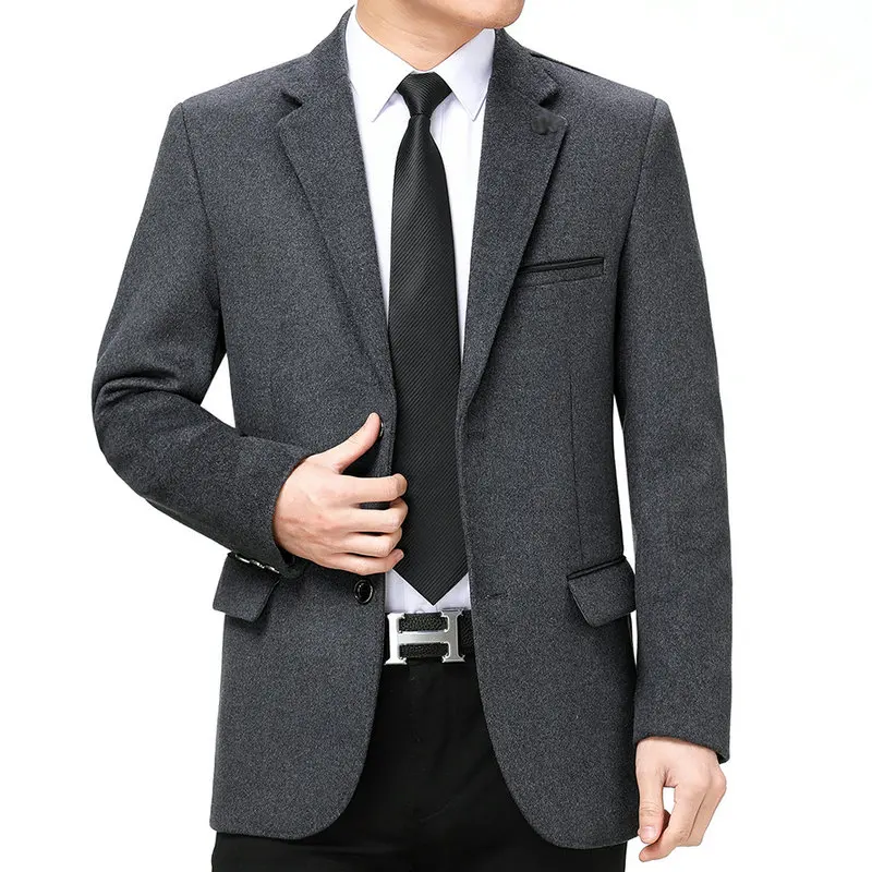 

Man Elegant Jacket Suit Navy Blue Grey Plain Colour Business Outfit Male Smart Casual Slim Fit Notched Collar Blazer Men Garment