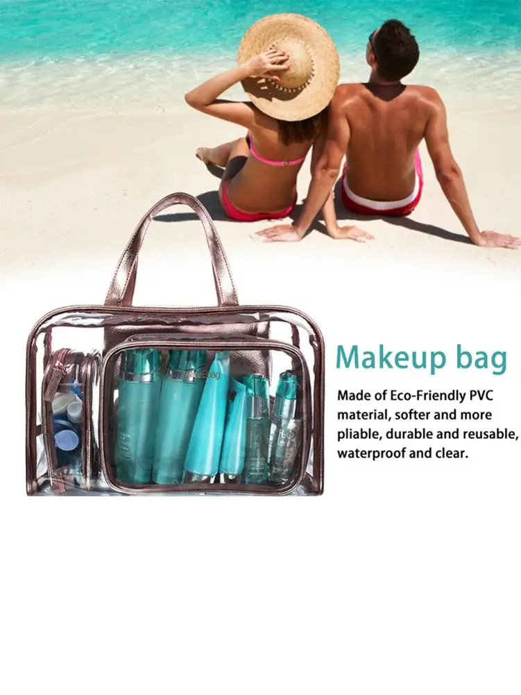 Косметический портативный мешок для переноски 5 в 1 дорожная сумка для туалетных принадлежностей Прозрачная ПВХ сумка для путешествий Прозрачная женская сумочка органайзер для макияжа