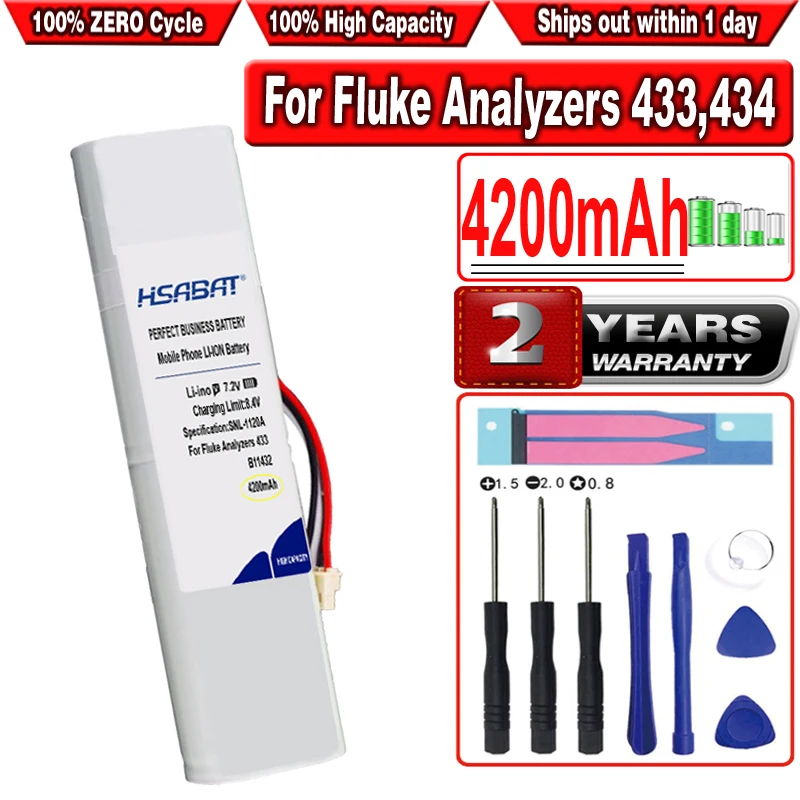 Аккумулятор HSABAT 4200 мАч для анализаторов Fluke 433 434 435 Скоп-метр 192 B11432 BP190 BP-190 |