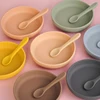 100%Food Grade Silicone Baby Feeding Plate Suction Tableware Spoon Waterproof Suction Bowl Kids Non-slip Children's Products 1