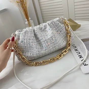 

Thick Chain Sequin decoration Small Crossbody Bags For Women 2020 Trend Bag Shoulder Handbags Female Travel Branded Designer Bag