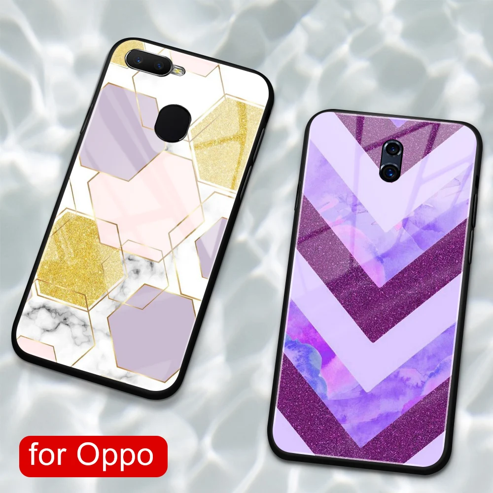 Мраморный чехол для Oppo R9s стеклянная задняя крышка F9 R9 R9S R11 R11S Plus R17 R15 Pro Find X A7X