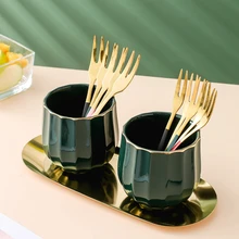 Light Luxury Fruit Fork Household Stainless Steel Children's Safety Fork High-end Tableware Fruit Fork Set Storage Jar SpoonSet