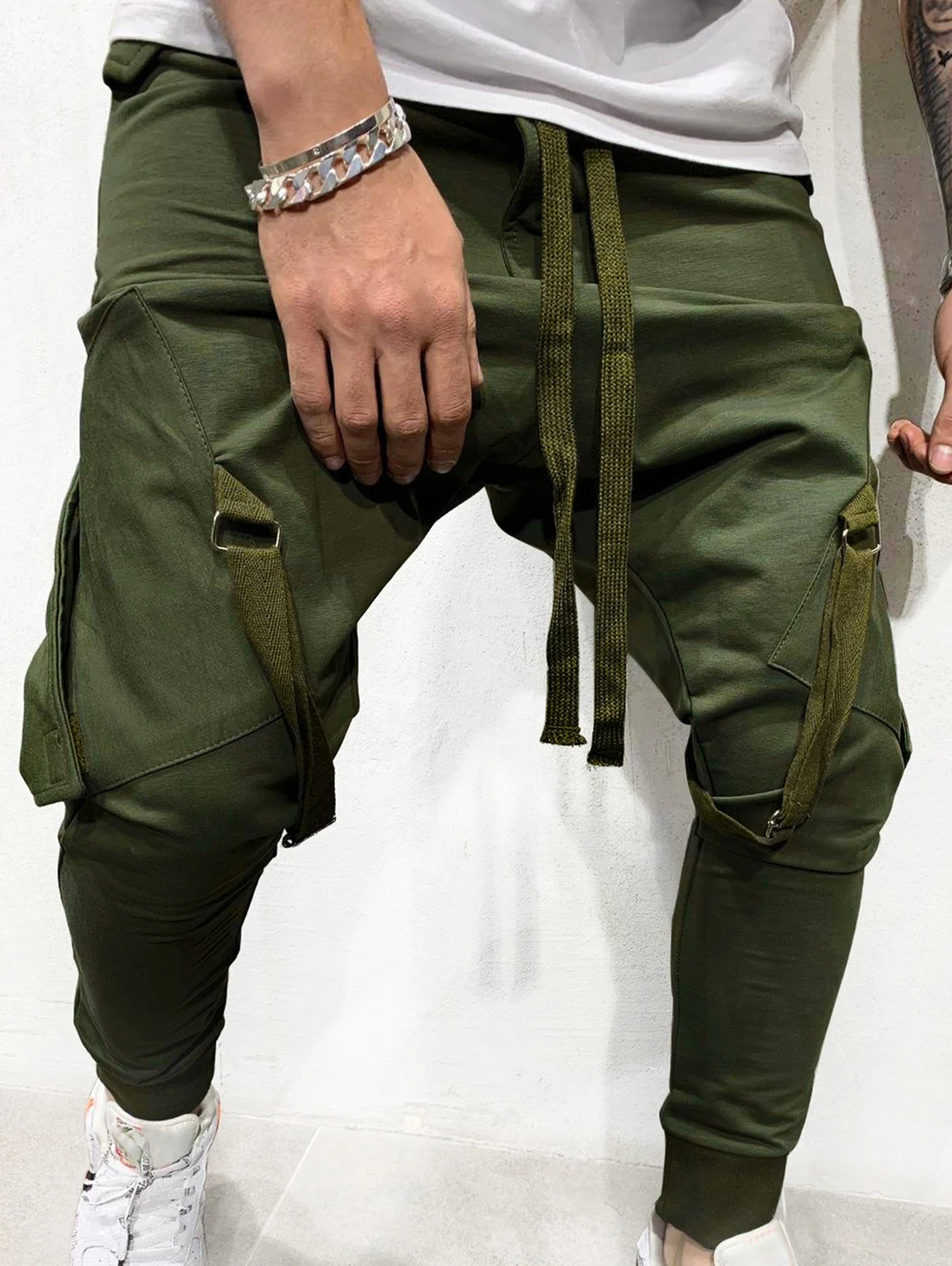 ZAFUL Ribbon Pockets Long Drawstring Sport Jogger Pants Flat Mid Elastic Waist Long Pants Casual Beam Feet Trousers Autumn