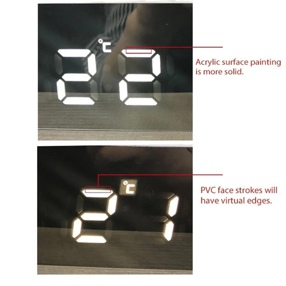 Timepiece Digital LED Temperature Display Christmas Gift Surface Multi-Functional Automatic Remind Home Deco Mirror Alarm Clock