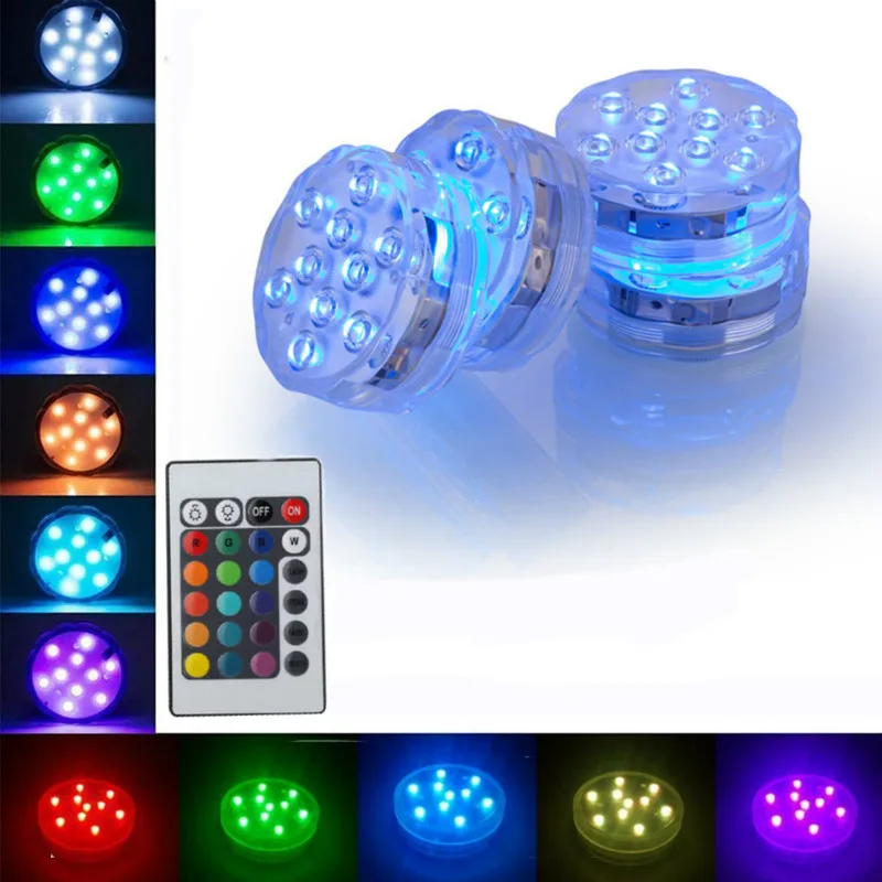 Mini Waterproof RGB LED diving Light Remote Control Underwater Fish tank Pool light Battery Aquarium Submersible Lights | Лампы и