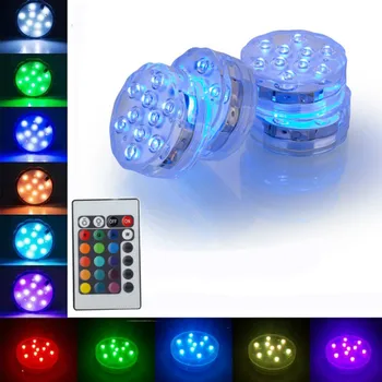 

Mini Waterproof RGB LED diving Light Remote Control Underwater Fish tank Pool light Battery Aquarium Submersible Lights