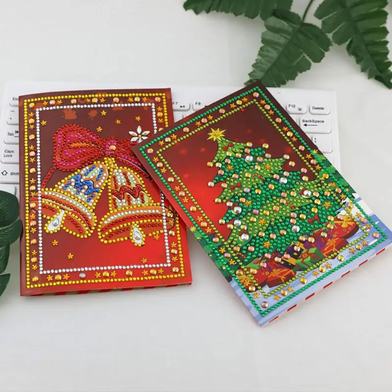  4pcs DIY 5D Diamond Painting Christmas Invitation Greeting Card Kit Round Stitch Embroidery Set - 4.00032E+12