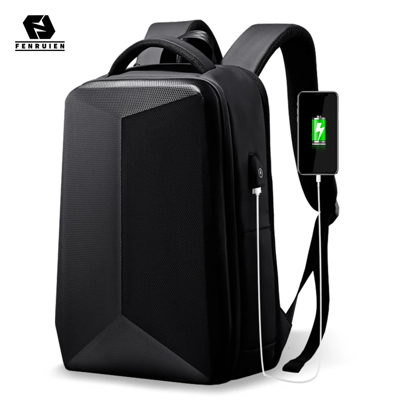 Fenruien Hard Shell Waterproof Backpacks Anti thief USB Charging