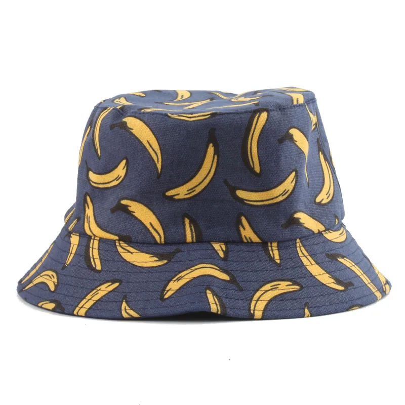 Summer Bucket Cap Banana Print Bob Hat 