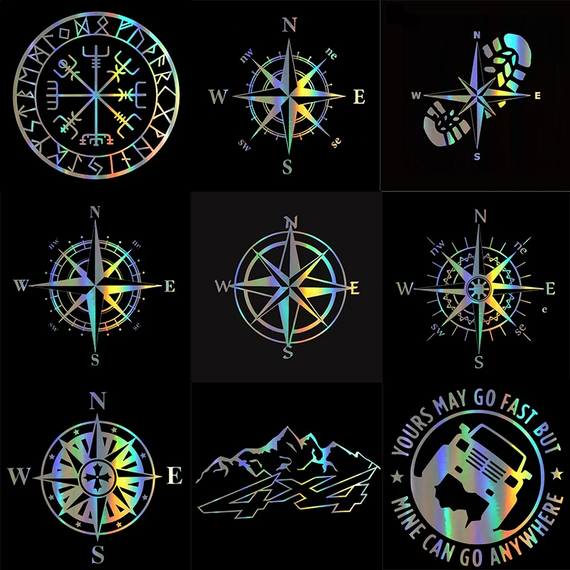 Автомобильный Стикеры NSWE компас Веселая наклейка на авто Светоотражающие 3D Стикеры s на предупреждающий знак автомобиля виниловая пленка для оклеивания автомобилей Средства для укладки волос
