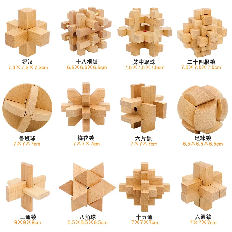 

Whole Set Large Size Burr Puzzle Adult Lock Single Educational Toy Luban Decompression 10 Yuan the following Students Have Box S