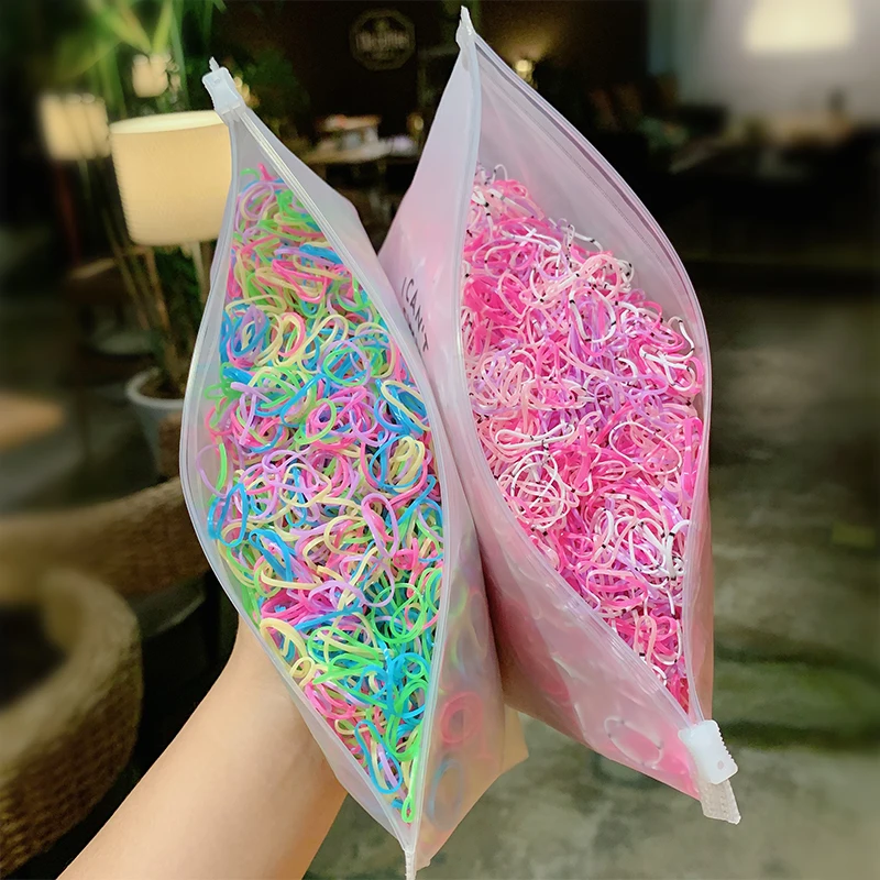 1000 pcs/pack meninas coloridas pequenas bandas de borracha descartáveis goma para rabo de cavalo segurar bandas de cabelo scrunchie moda acessórios para o cabelo