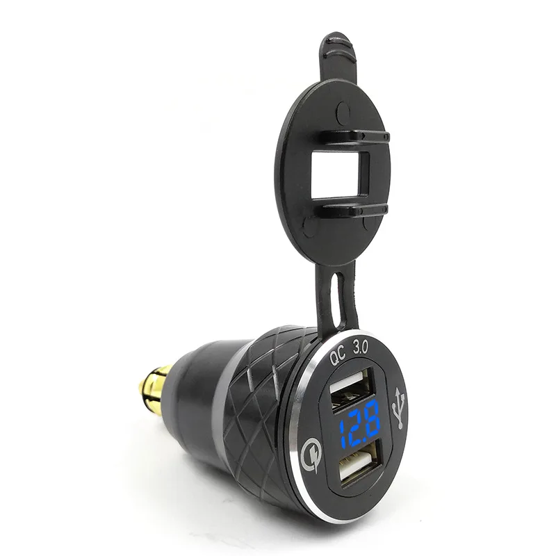 Черное зарядное устройство из алюминиевого сплава Quick Charge 3 0 с двумя USB портами
