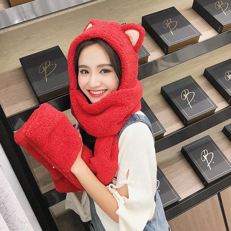 2019 Glaforny твердая шляпа для женщин осень зима шарф перчатки Корейская версия шейный платок для студентов утолщенная теплая шляпа шаль