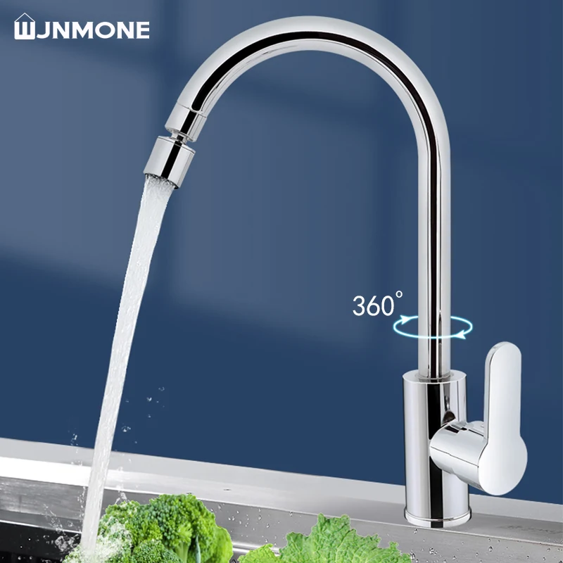 Copper Material Kitchen Faucet Deck Mounted Mixer Tap 360 Degree Rotation Stream Sprayer Nozzle Kitchen Sink Hot Cold Sink Taps