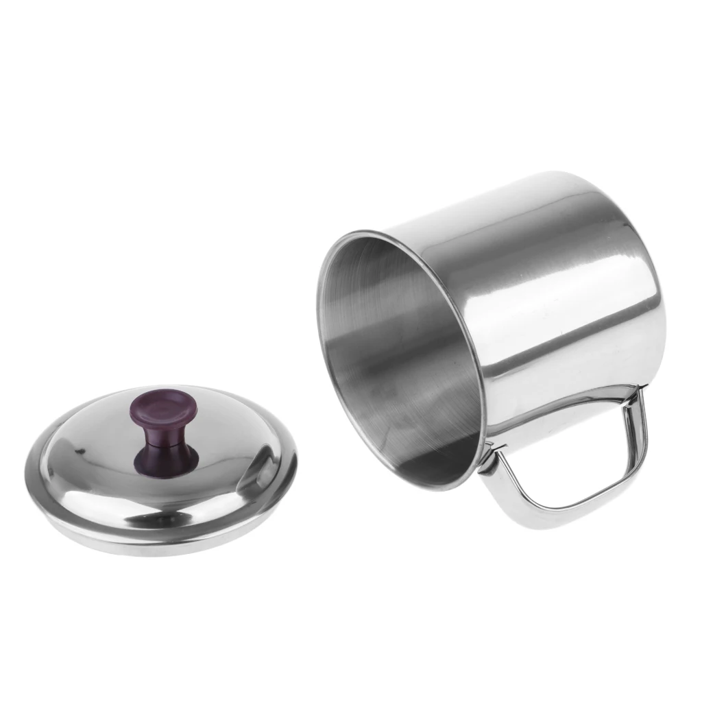 Metal Drinkwware Stainless Steel Cup for Beer Coffee Tea 12cm with cover Camping Backpacking Traveling Hiking