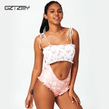 Женский купальник, плиссированное бикини, сексуальный купальник в обтяжку с открытой спиной, облегающий Цветочный купальник для женщин, Maio Feminino Praia, монокини