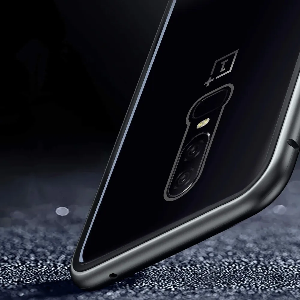 Магнитный адсорбционный металлический корпус из закаленного стекла для Oneplus 6