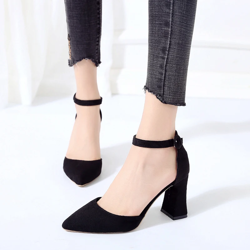 HOT SummerSandalias Femeninas High Heels Flock Pointed Sandals Sexy Female Summer Shoes Mujer Zapatos Mujer Pumps 2021