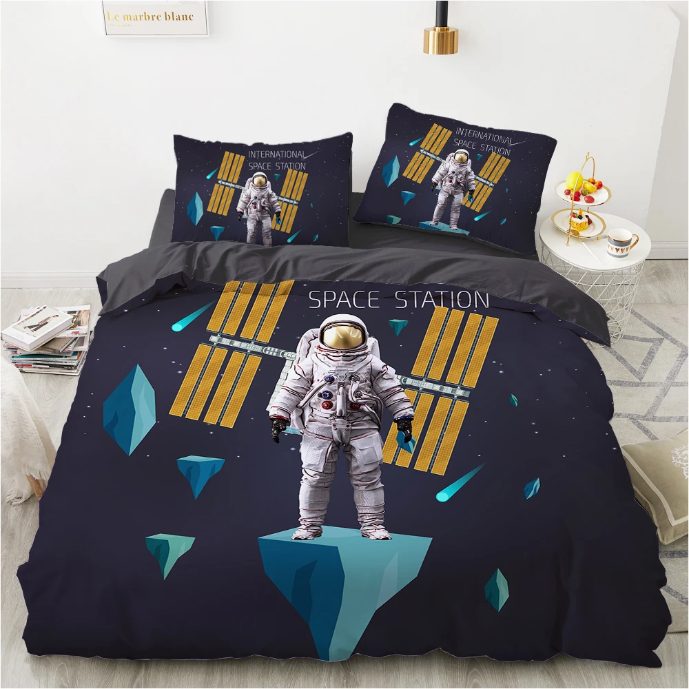 

Cartoon Children's Bedding set for kids baby girls Duvet cover set pillow case Bed linens Quilt cover 135 140x200 Space station