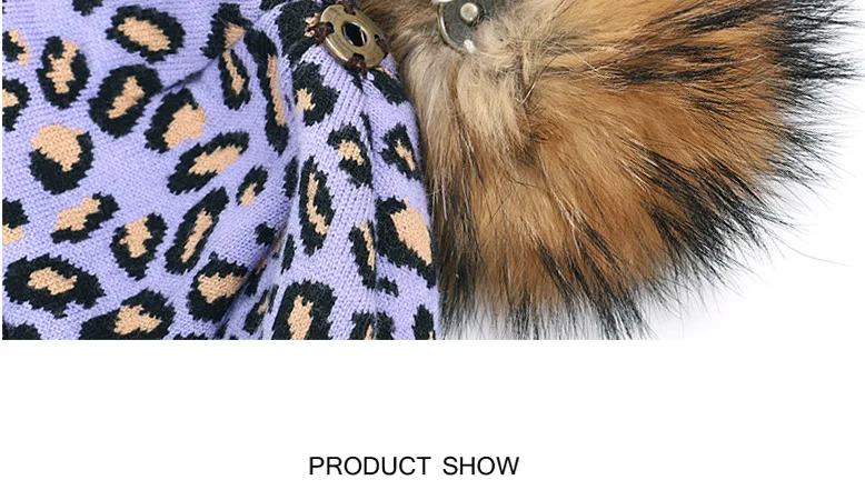 2019 Новый Зимний вязаный шарф-бини с помпоном, комплект из 2 предметов, женская модная леопардовая Повседневная шапка, шарфы, утолщенная