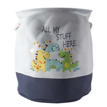 

HOT Foldable Storage Basket Cartoon Dinosaur Kids Toys Canvas Storage Basket Dirty Clothes Laundry Container Barrel Home Organiz