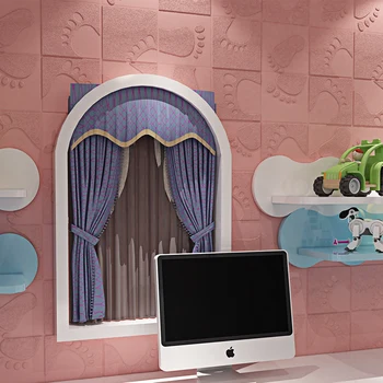 

2x 3D Footprint Pattern Wall Sticker Covering Decor Renovate 700x700x5mm Eco-friendly Waterproof White Pink Blue Yellow Green
