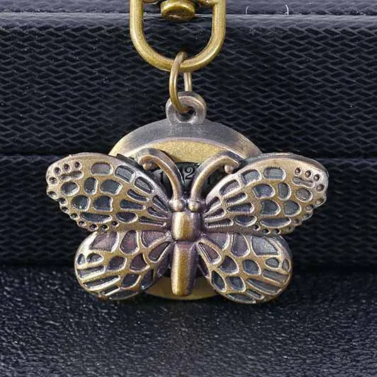 

Fashion Butterfly Model Small Quartz Pocket Watch Creative Fashion Design Exquisite Matching Necklace Gift for Men Women HB020