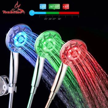 

Yenhome Self-held High Pressure Self-luminous Shower Head Romantic Water Saving Sprayer LED Round Light Bathroom Rain Sprinklers