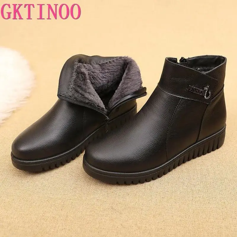 GKTINOO 2023 Women Snow Boots Winter Wedges Heels Ankle Boots Women