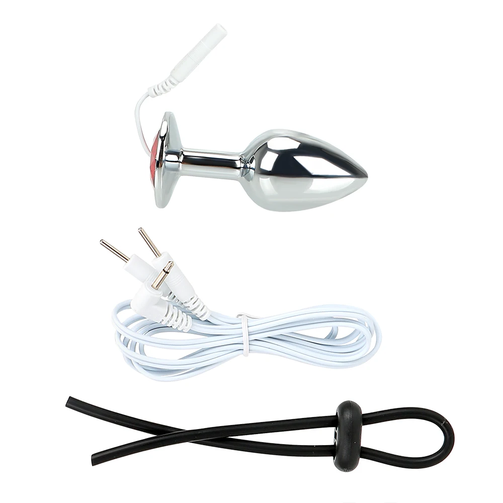 IKOKY Electric Shock Set Penis Stimulator Sex Toys For Men Anal Plug & Cock Ring Electrical Climax Medical Themed electro sex toys electric sex toys