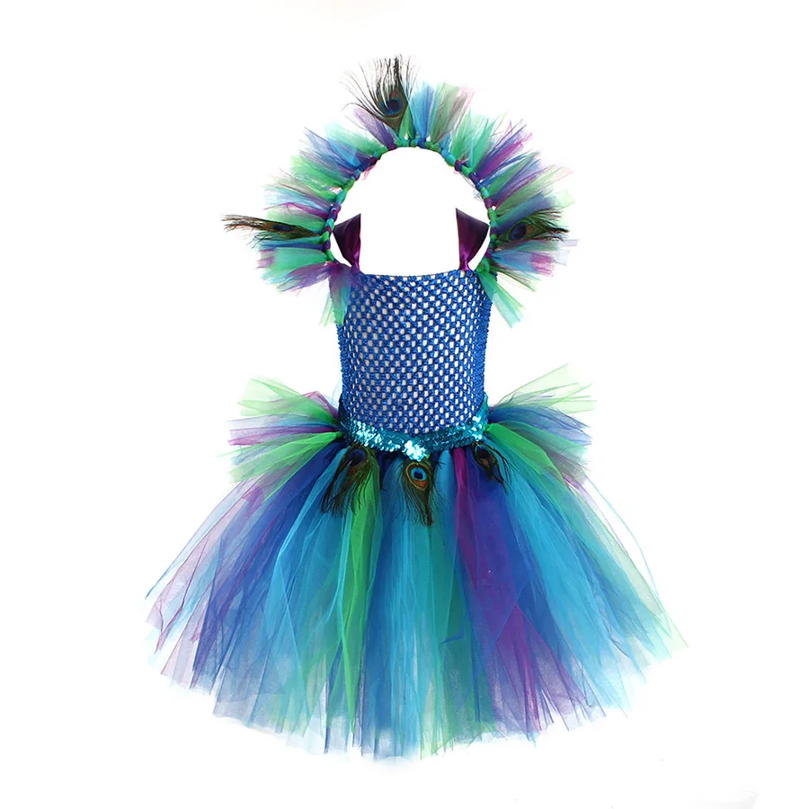 Couture Royal Peacock Girls Tutu Dress with Feather Clip Peacock Bird Carnival Fancy Dress for Kid Halloween Party Purim Costume (18)