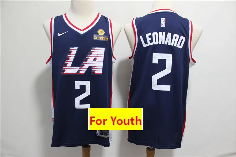 As photo Женский Молодежный детский бейсбольный мяч Los Angeles Kawhi Leonard Paul Джордж трикотажные изделия - Цвет: As photo
