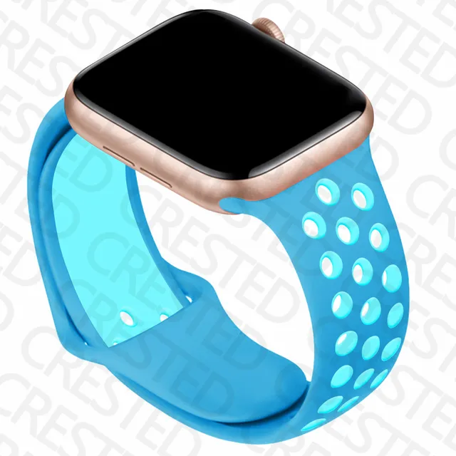 Silicone Strap For Apple Watch band 44mm 40mm iWatch 38mm 42mm Smartwatch watchband Bracelet Apple Watch 6 SE 5 4 3 Accessories blue-light blue 19