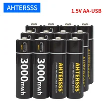 2 24 szt. 1.5v bateria AA akumulator AA USB baterie litowe 2A 3000mwh inteligentne ładowanie usb